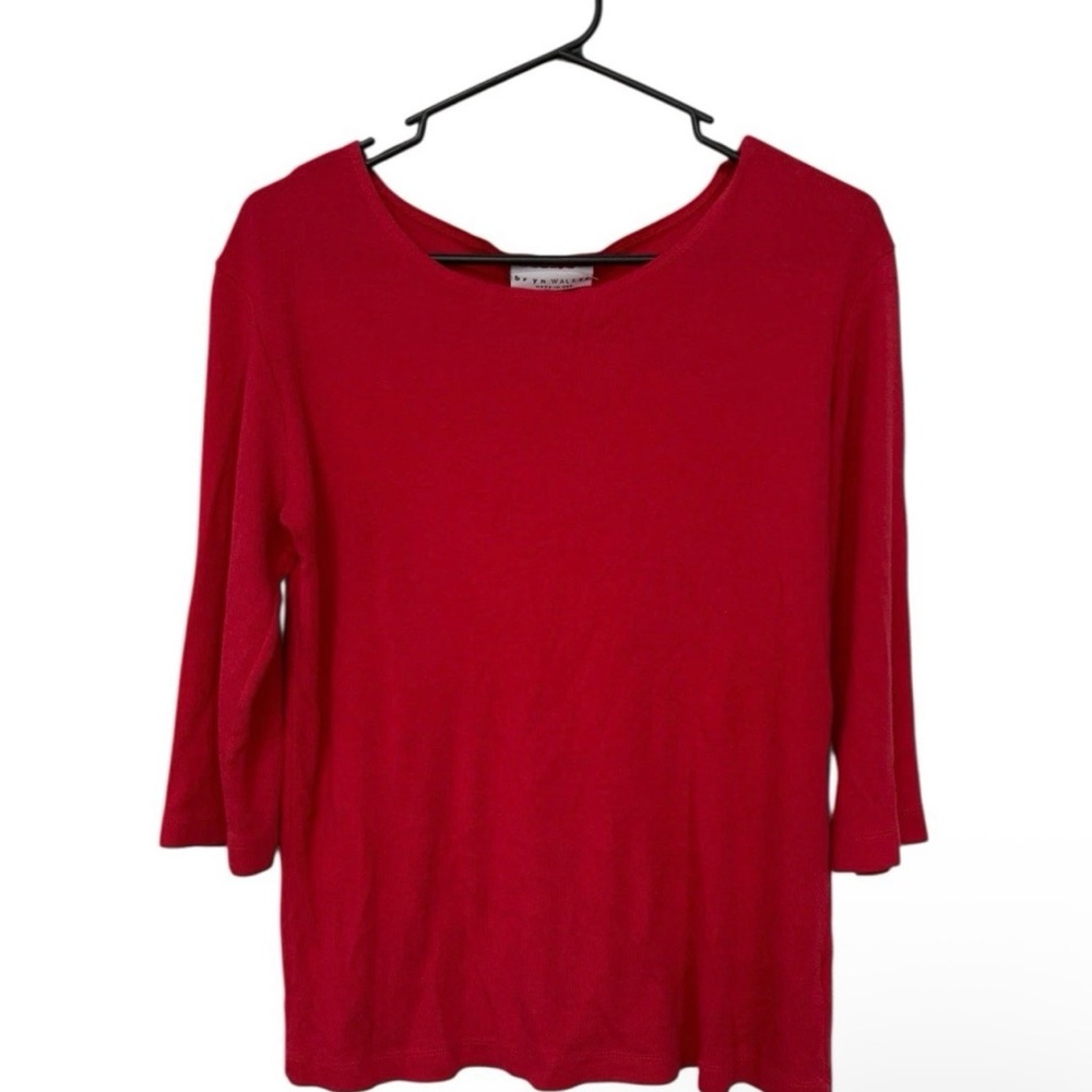 bryn Walker Pink Magenta Boatneck Knit 3/4 Sleeve Top Sz M